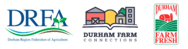 logos of Durham Region Federation of Agriculture, Durham Farm Connections and Durham Farm Fresh 
