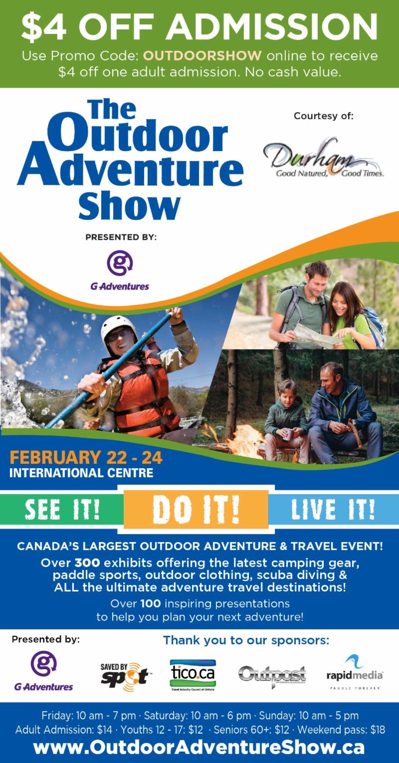 $4 off admission to the Outdoor Adventure Show.