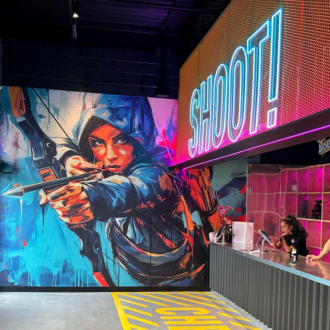 lobby of indoor archery centre