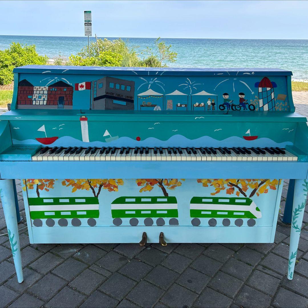 outdoor painted piano by the lake 