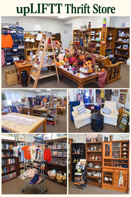Photo collage of various items for sale at the Billings upLIFTT Thrift store. Located at 1201 Grand Avenue, Billings upLIFTT Thrift is open Tuesday-Friday from 10 a.m. to 6 p.m. & Saturdays 10-4.