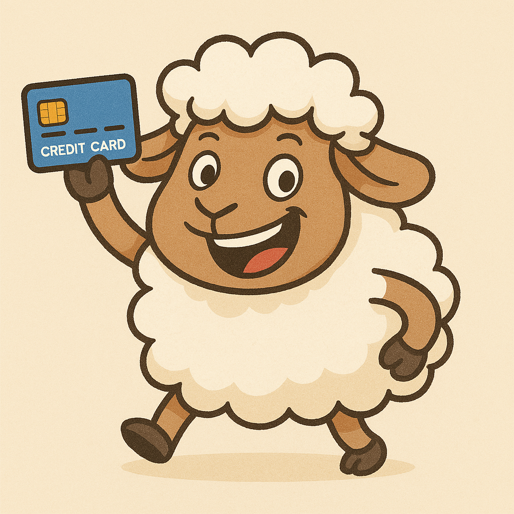 sheep with credit card