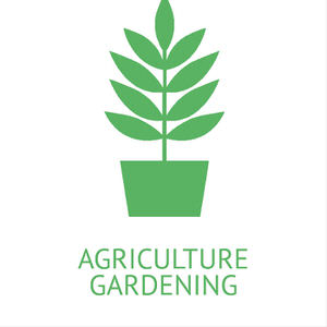 green plant illustration, titled Agriculture and Gardening