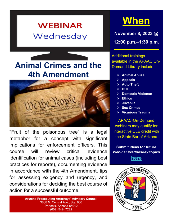 WW Animal Crimes and the 4th AmendmentTrainings