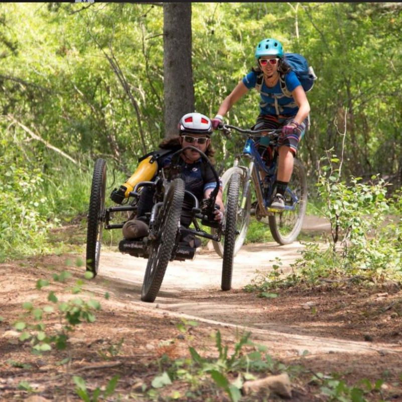 Handcyclist mountain biking