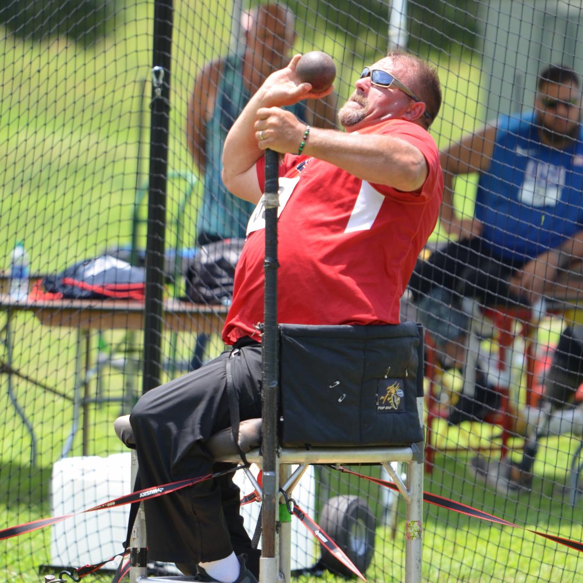 Seated Shot Put Athlete at competition