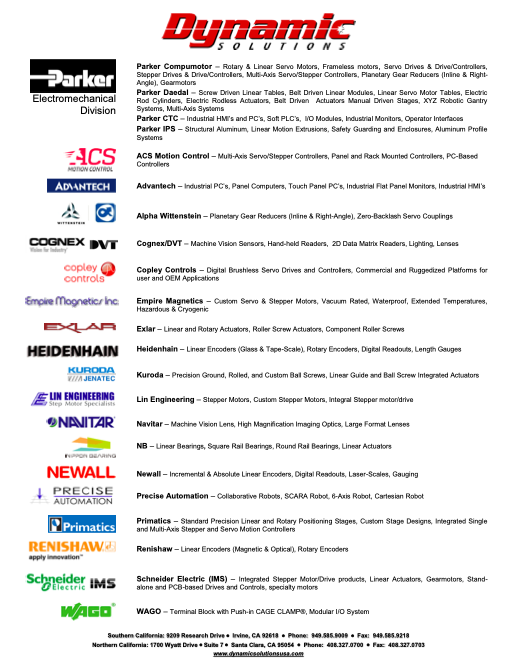Detailed list of our manufacturers