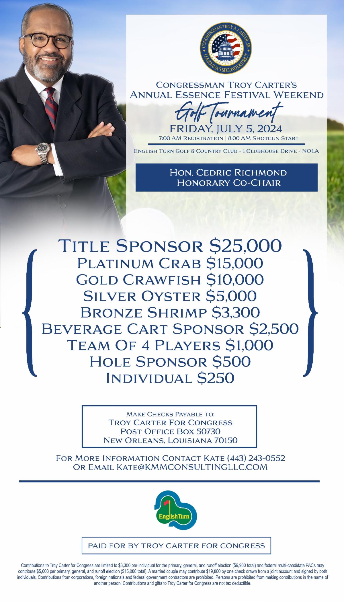 2024 Cong. Troy Carter Golf Tourny Invite