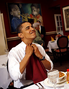 Barack Obama gets set to chow down at Dooky Chase 