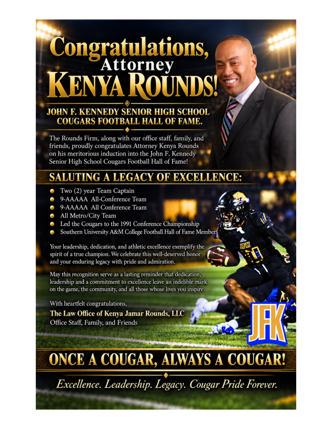 Kenya Rounds John F. Kennedy Senior High School Hall of Fame Inductee