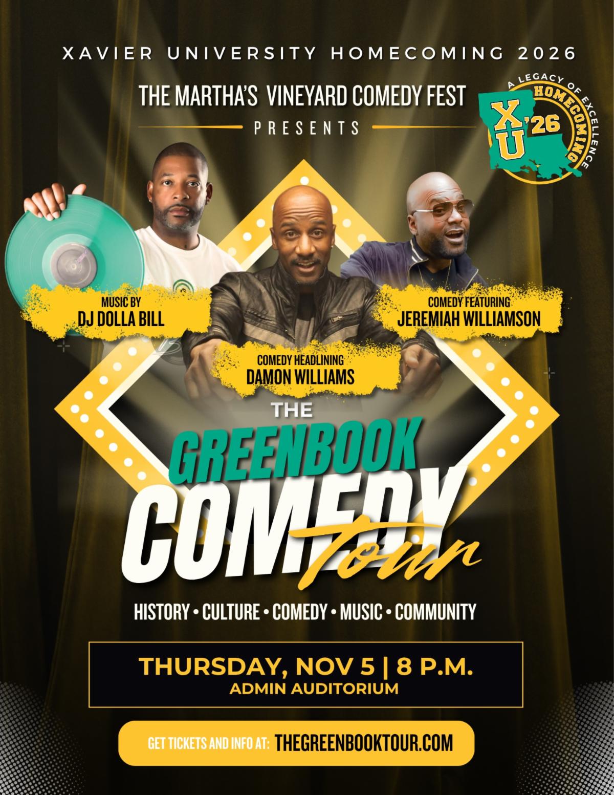 Xavier University Homecoming 2026: The Martha's Vineyard Comedy Fest presents The Greenbook Comedy Tour