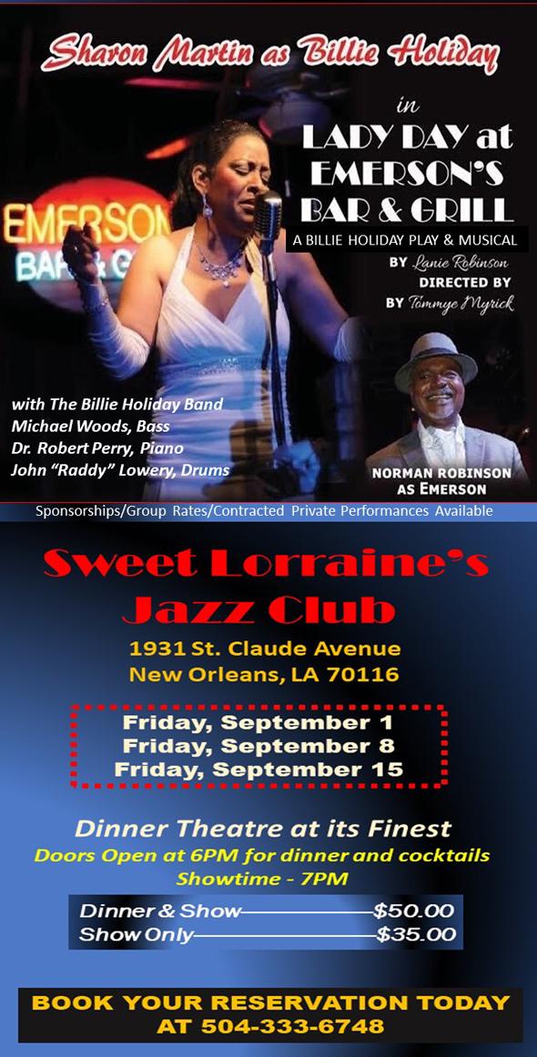 Sharon Martin as Billie Holiday Sweet Lorraine's Jazz Club