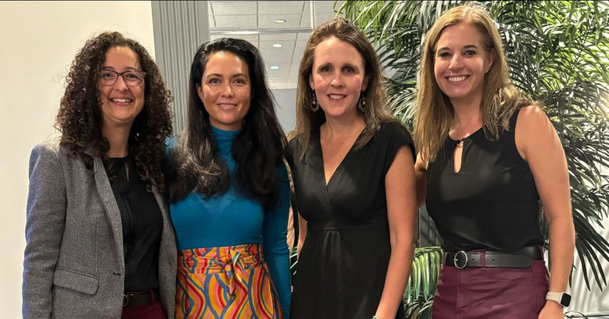 Group photo of Dr. Stephanie Fredrick, Kira Wong O'Connor, Dr. Catherine Bradshaw, and Dr. Amanda Nickerson