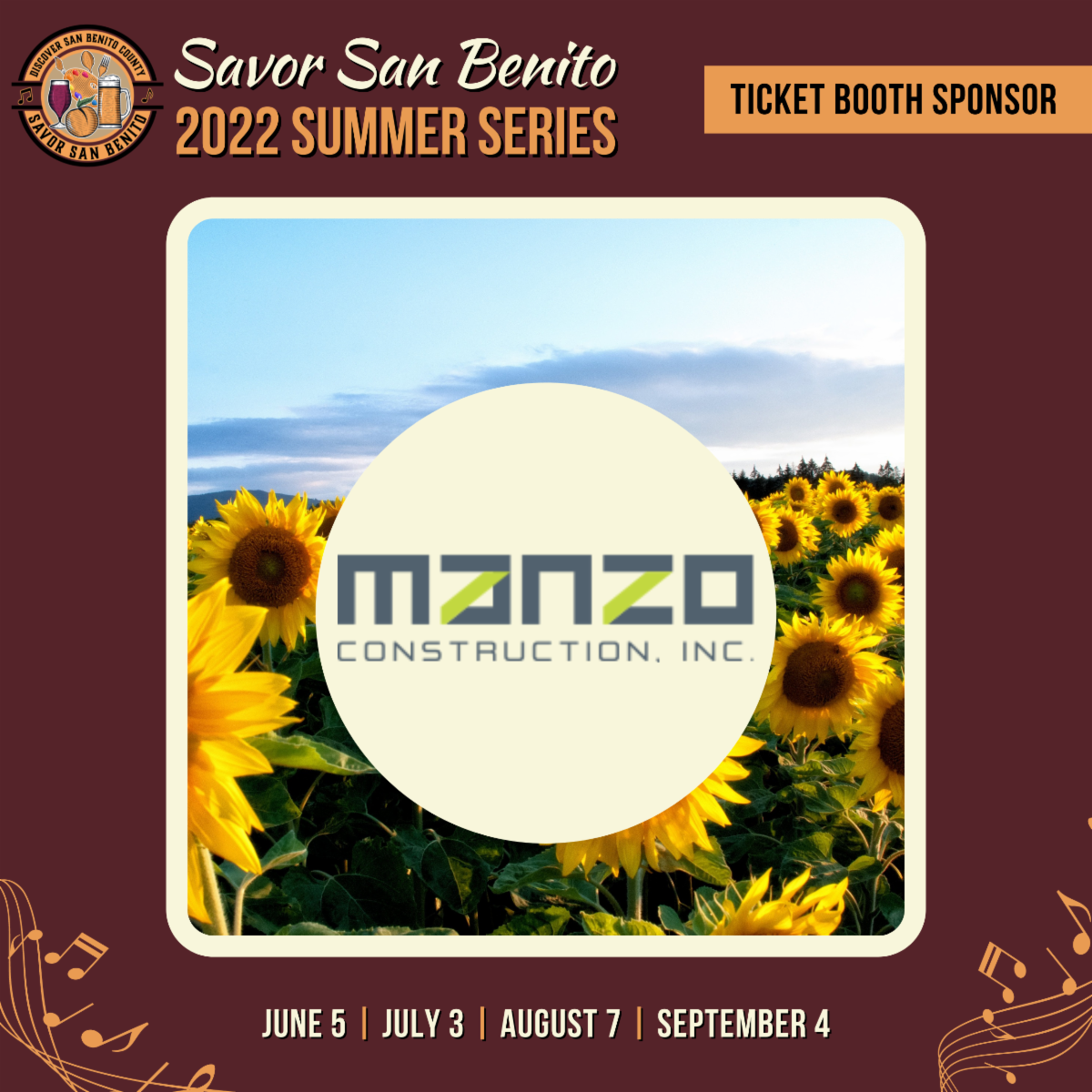 🍑🎶🌻Savor San Benito Summer Series FINALE! Sunday, September 4, 2022