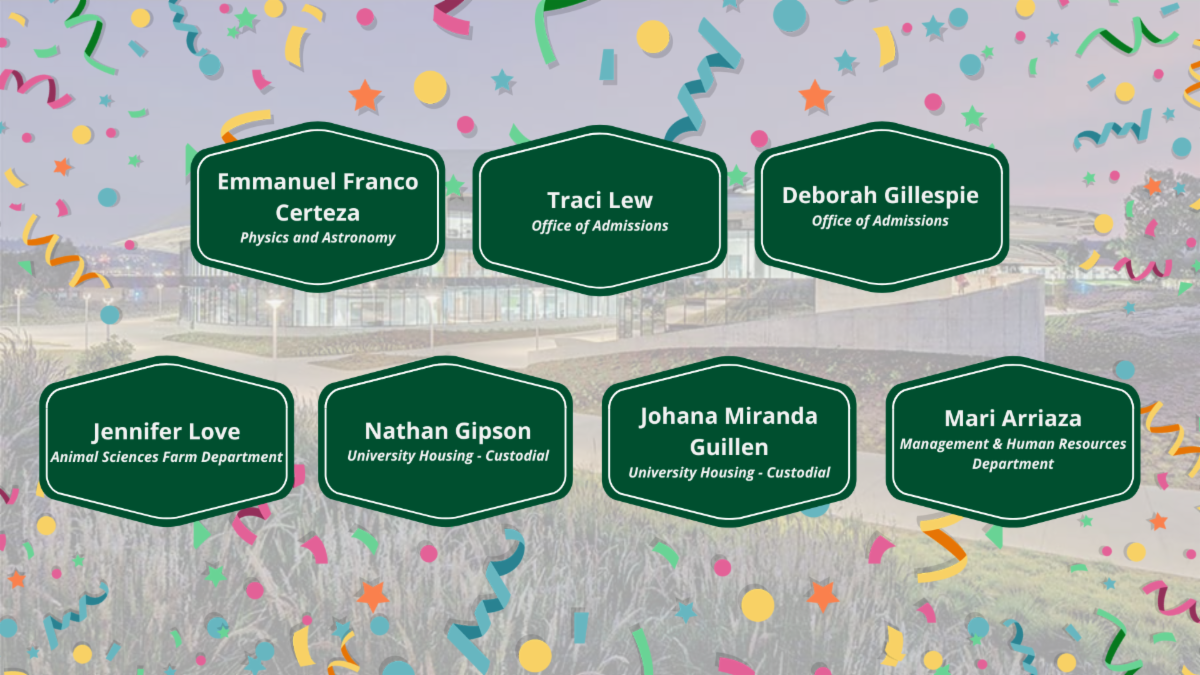 Emmanuel Franco Certeza	Physics and Astronomy Traci Lew	Office of Admissions Deborah Gillespie	Office of Admissions Jennifer Love	Animal Sciences Farm Department Nathan Gipson	University Housing - Custodial Johana Miranda Guillen	University Housing - Custodial Mari Arriaza	Management & Human Resources Department