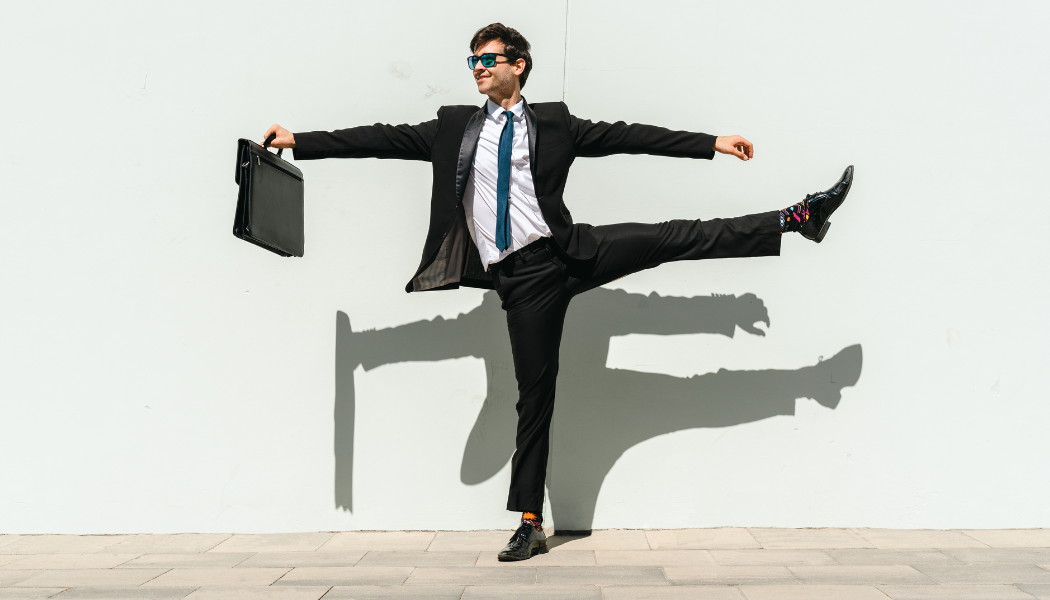 Employee doing a flexible stretch