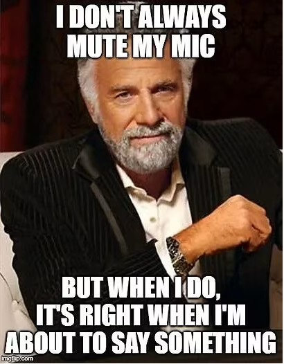 I don't always mute my mic, but when I do, it's right when I'm about to say something