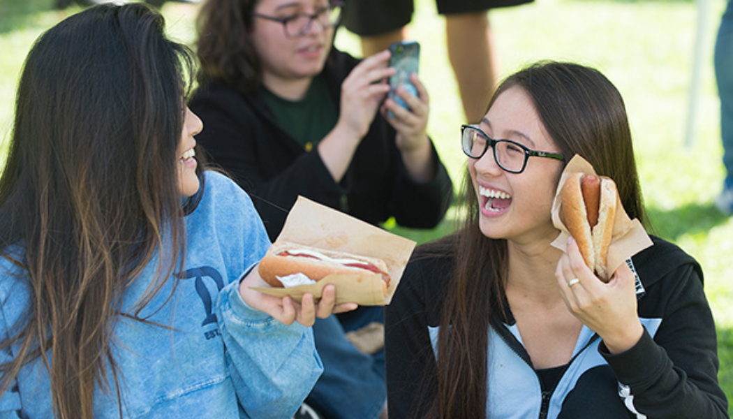 Students enjoying the Hot Dog Caper