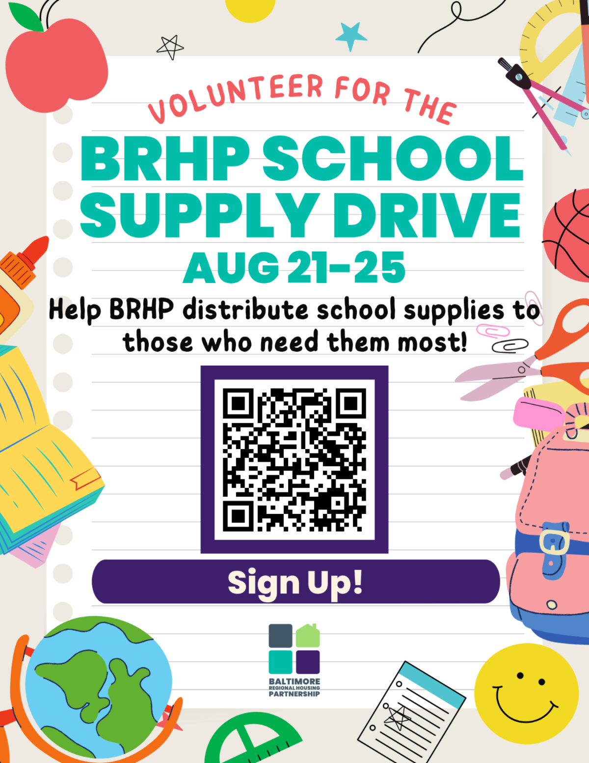 Volunteer for BRHP's School Supply Drive!