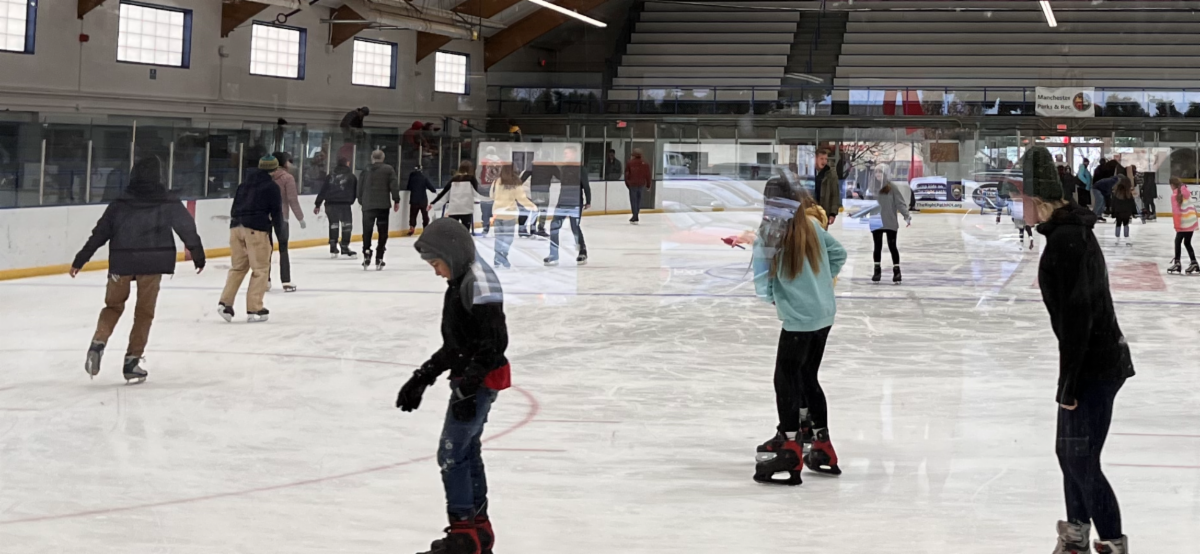 People ice skating at JFK Coliseum