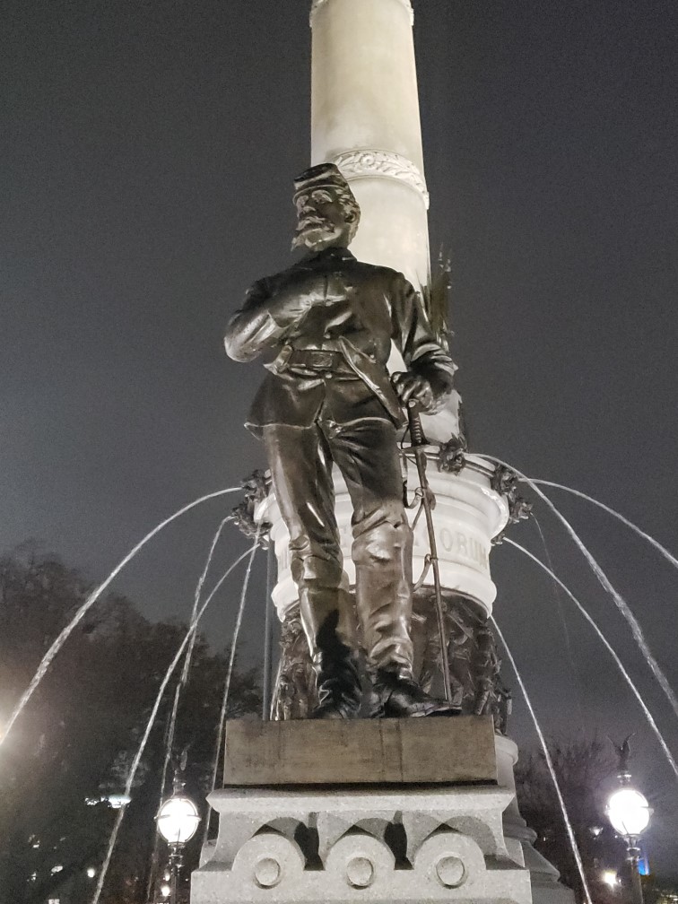 Close up of monument at Veterans Park 