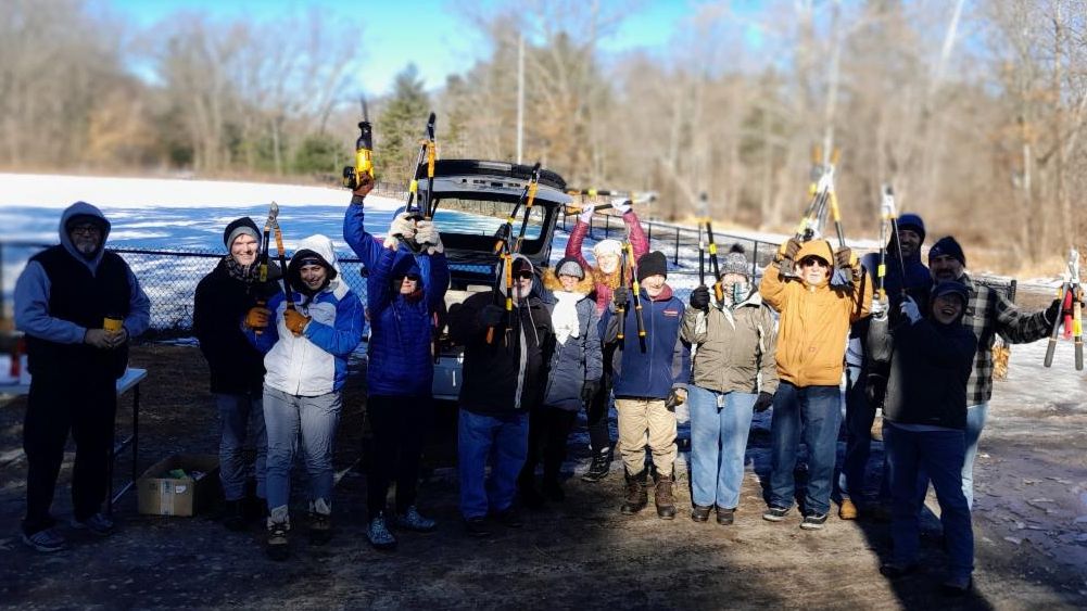 Group posing during Piscataquog River Park clean up 