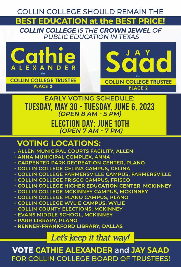 Prevent Chaos In Collin College Vote June 6th 0r June 10th 