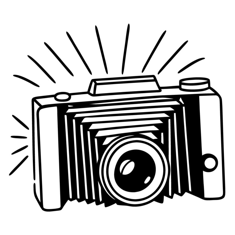 line drawing of an old fashioned camera