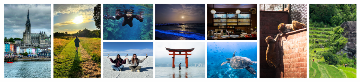 A horizontal photo collage of images from past UC Davis Global Learning photo contests