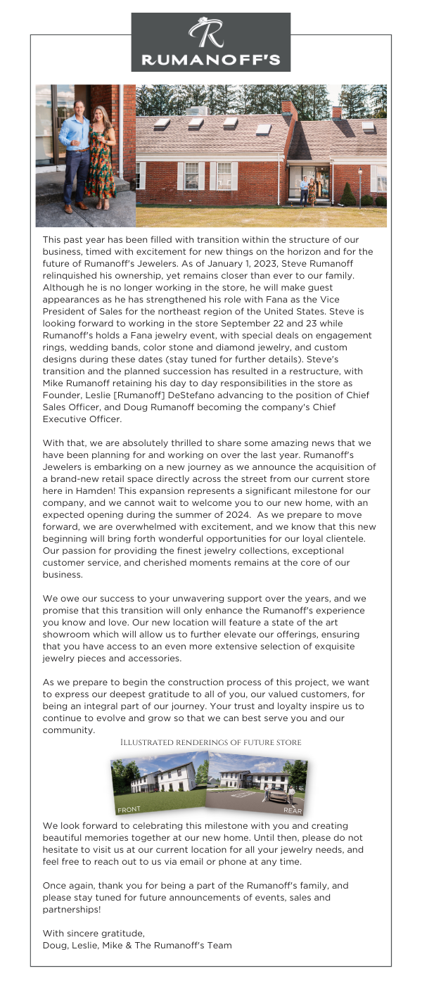 Rumanoff's Communique Exciting Things On The Horizon