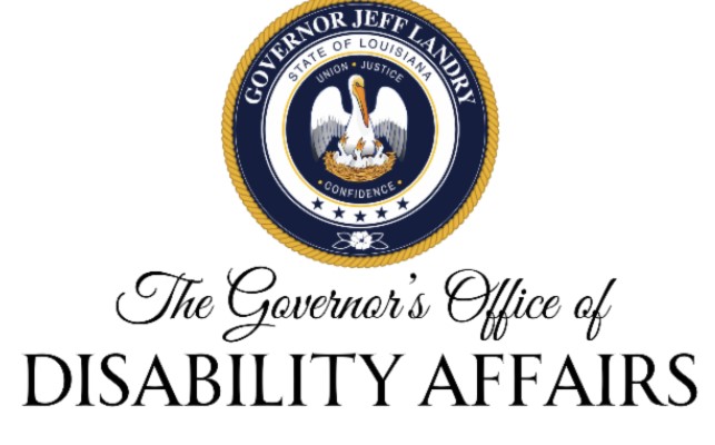 GODA logo that shows the Louisiana state seal with the state motto: Union, Justice, Confidence and the mother pelican and babies along with the title:  The Governor's Office of Disability Affairs