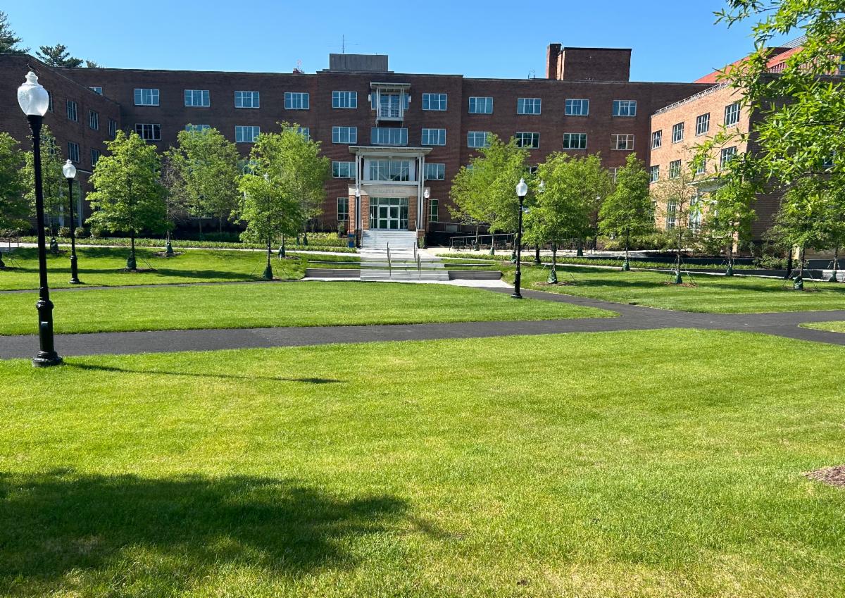 St. Mary's Hall on Georgetown's campus with green grass in the foreground