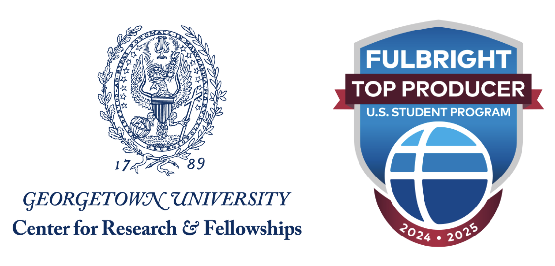 Logos for the Center for Research and Fellowships and the Fulbright top producing institutions