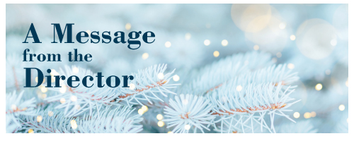 Graphic reading message from the director