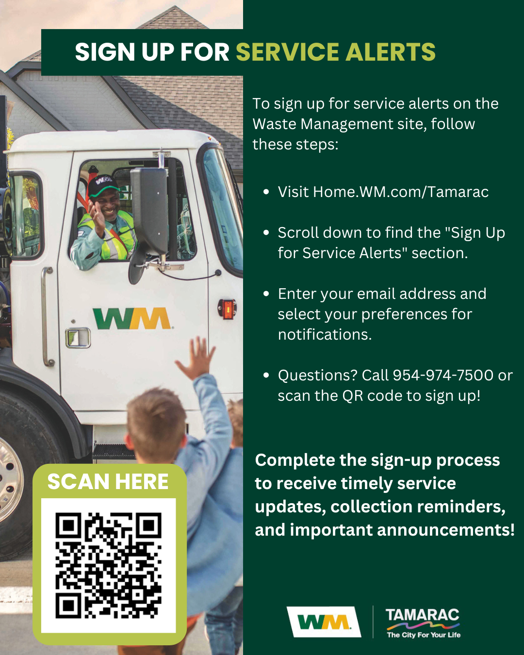sign up for WM service alerts flyer