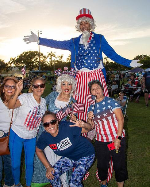 July 4 photo with man on stilts