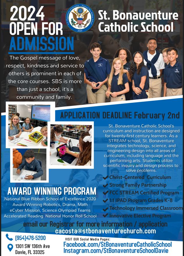 St. Bonaventure Catholic School Weekly Newsletter