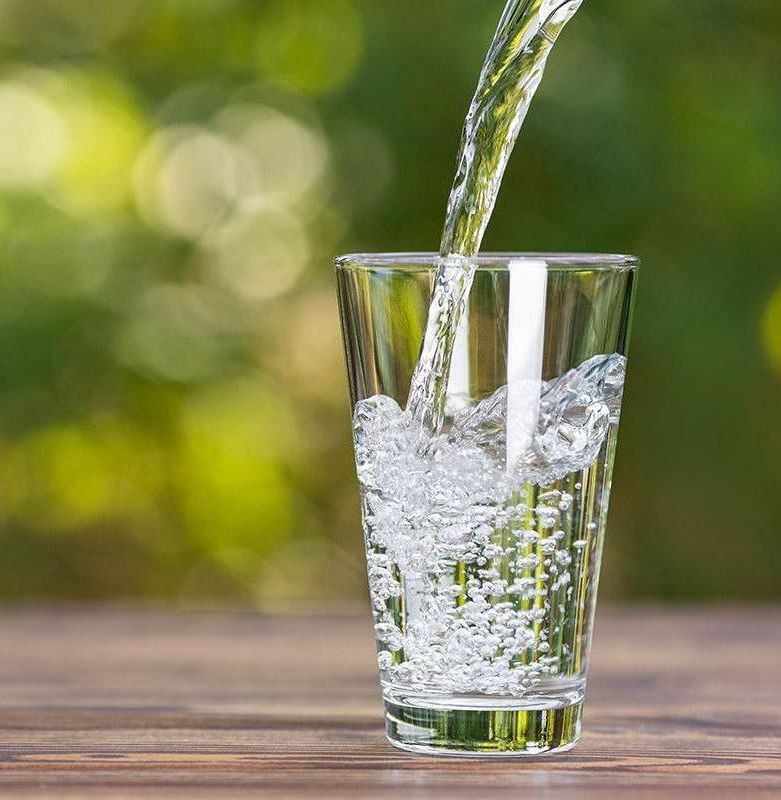 filling water glass outside