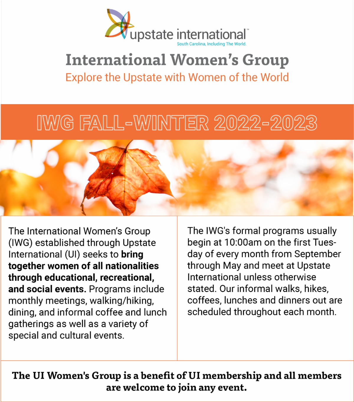 International Women #39 s Group Fall Winter Calendar of Events International Women #39 s Group Fall Winter Calendar of Events