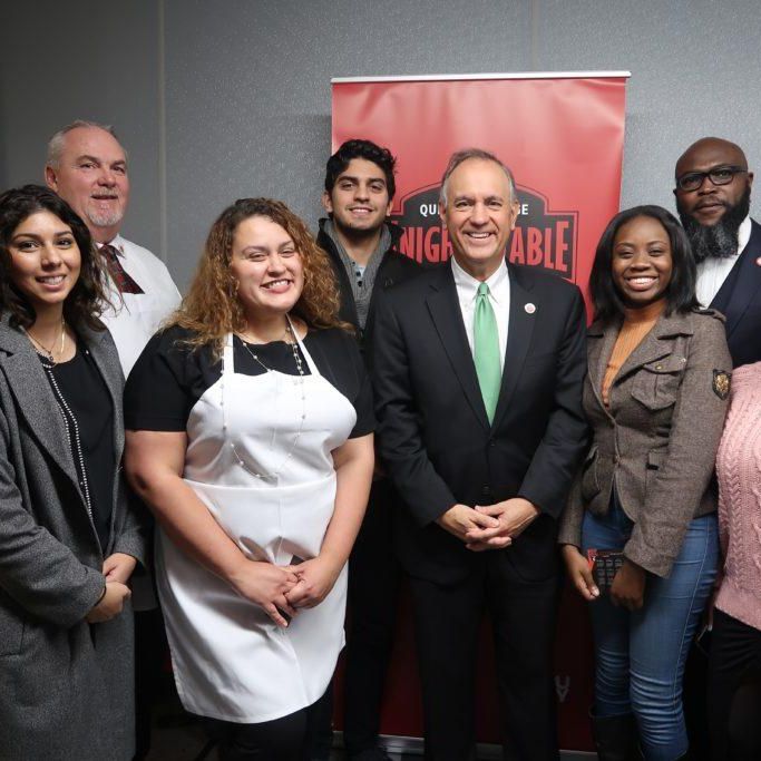 The Chancellor when he launched a food pantry at Queens College