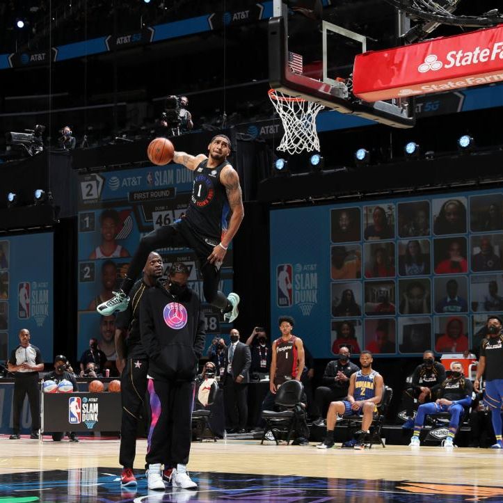 Obi Toppin in the NBA slam dunk contest