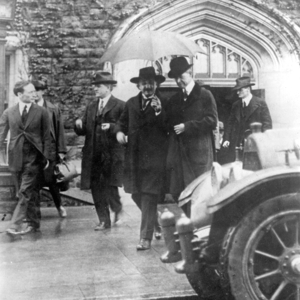 albert einstein in front of city college