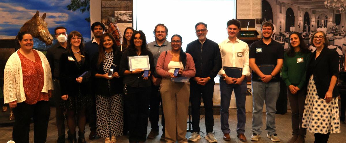 A picture of students, faulty members, and our annual THM speaker at the THM House.