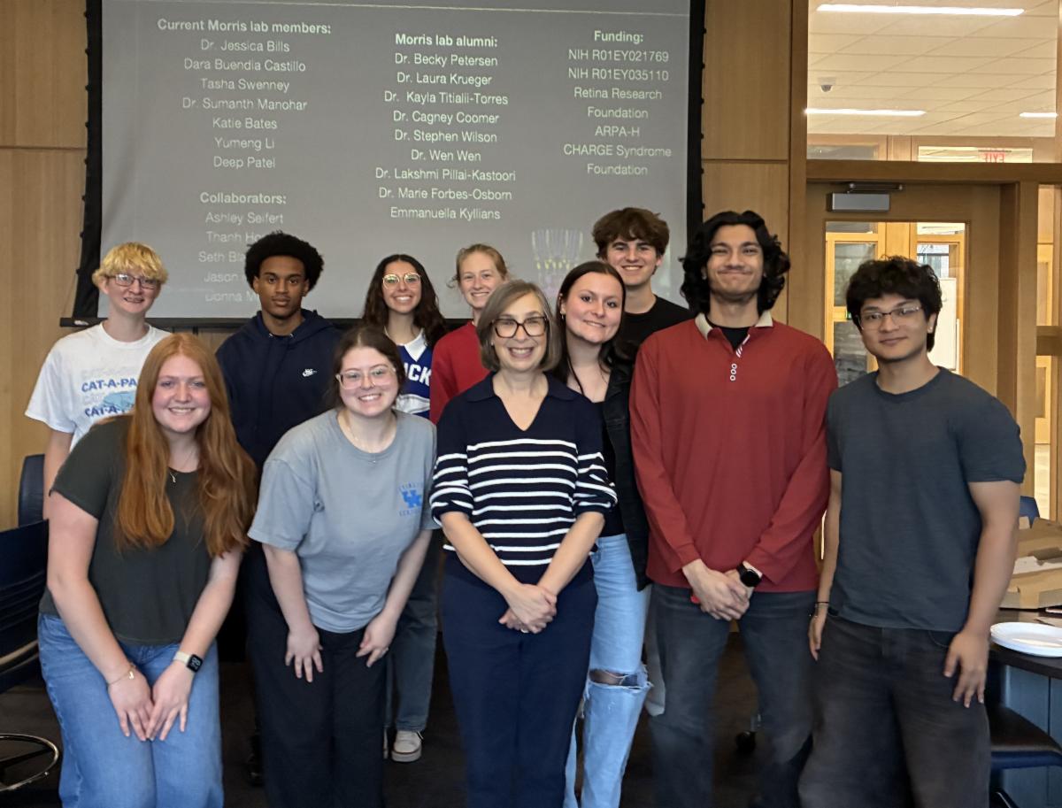 An image Dr. Morris with the GenetiCATS student organization.