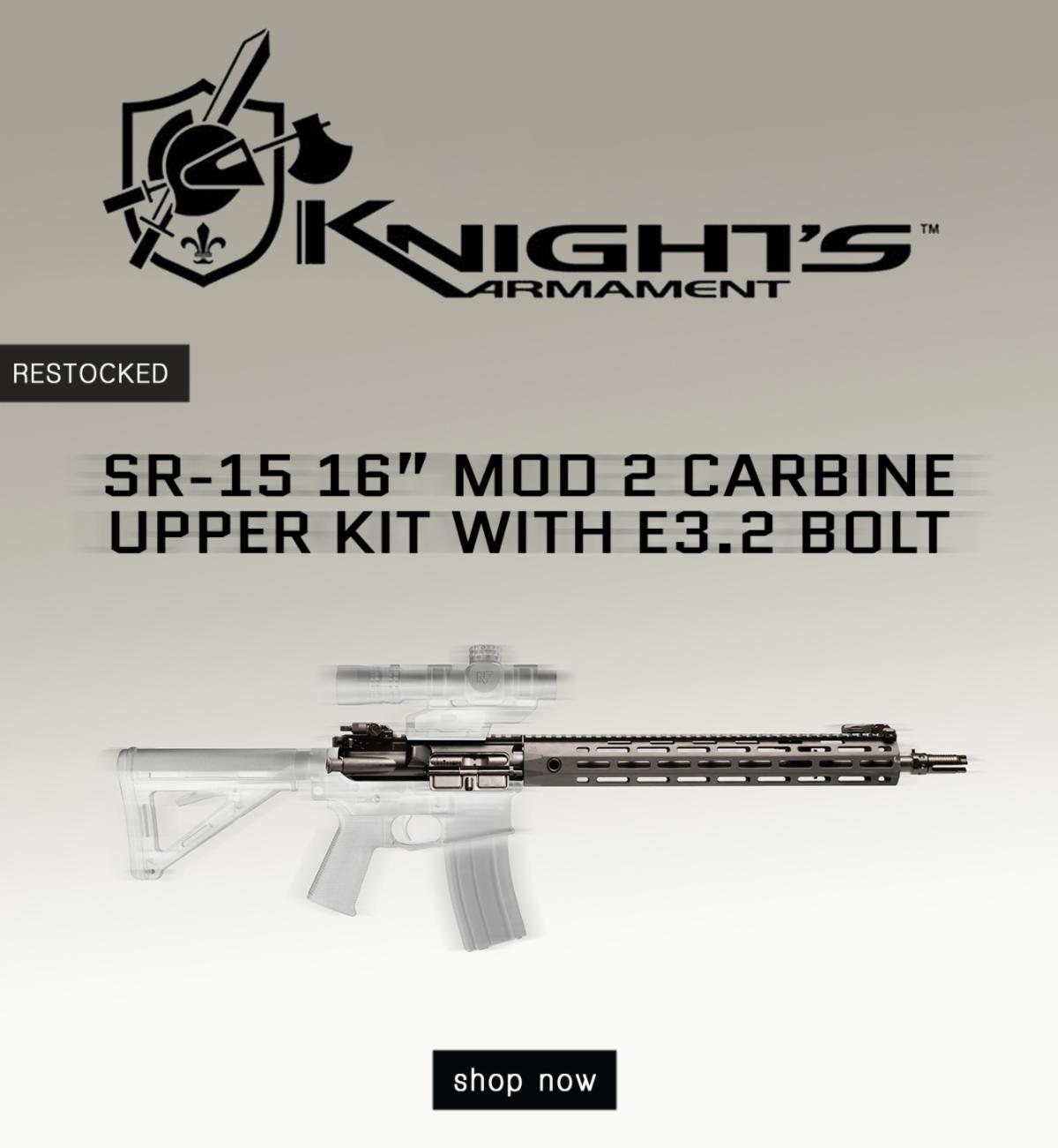 RESTOCK KAC SR 15 16 MOD 2 CARBINE UPPER KIT WITH E3 2 BOLT RESTOCK KAC SR 15 16 MOD 2 CARBINE UPPER KIT WITH E3 2 BOLT