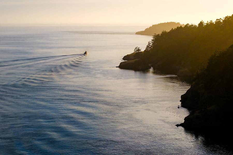 Boat going out to sea after a storm