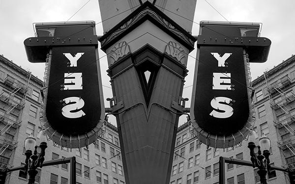 A sign that reads yes.