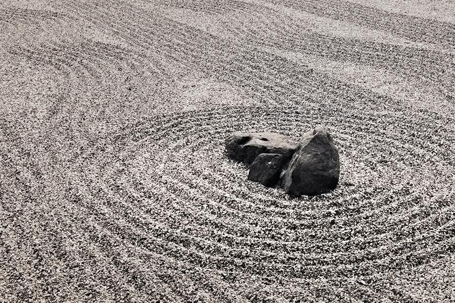 Zen Garden with Rippled Sand