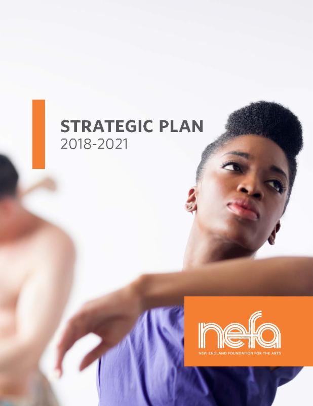 Cover image for Strategic Plan: a black female dancer in the foreground, with a white couple out of focus behind her in a bright white room.