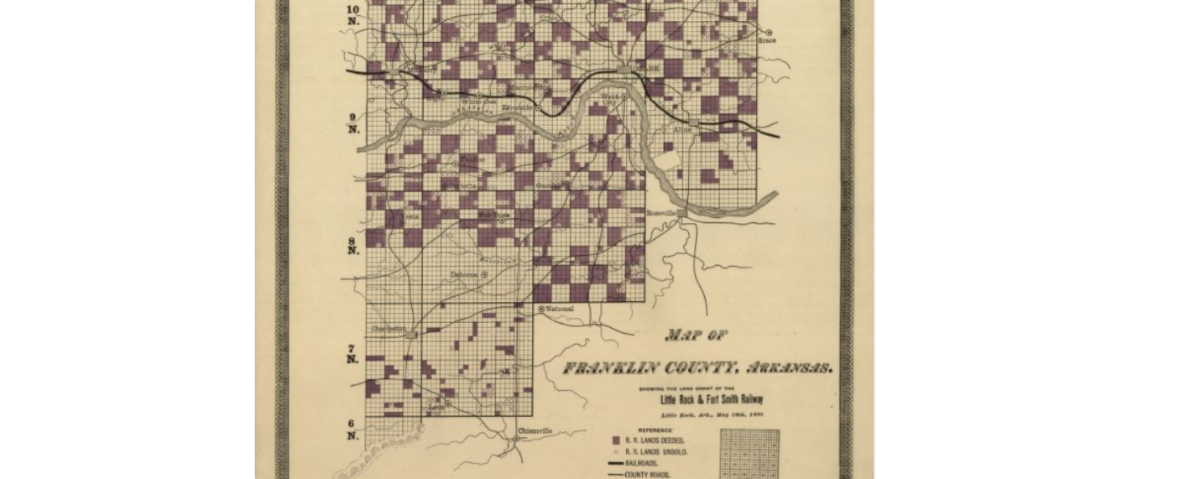Image of a Checkerboard Pattern of railroad land grants in Franklin County Arkansas
